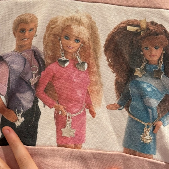 GOLDIE + ACE x Mattel Pink Barbie Crew Sweatshirt w/ Vintage Vibes - size 2 - Picture 2 of 5